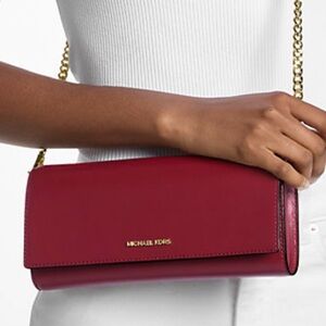 MICHAEL KORS Jet Set Medium Leather Flap Clutch Crossbody Shoulder Bag Wallet